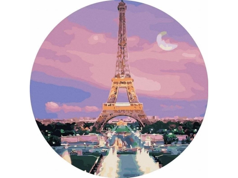Painting by numbers round - EIffel Tower 40cm | Skola & Hobby - Konstmaterial - Dukar | GameStuff
