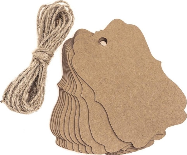 Kraft-Anhänger Mit Schnur Zeichen Vintage 12Pcs