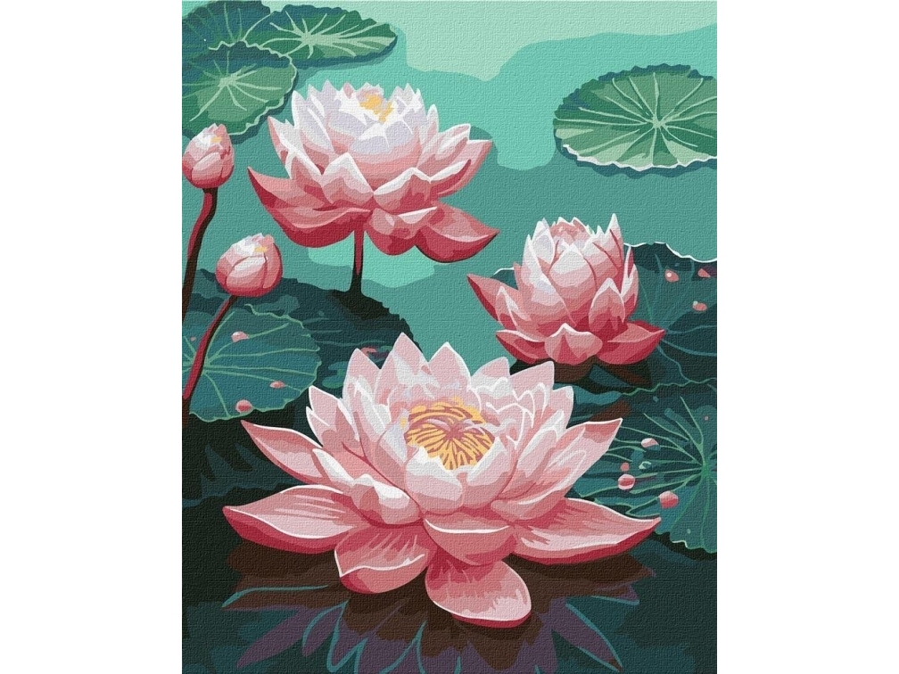 Male Efter Tal 40X50 Cm Pink Lilies