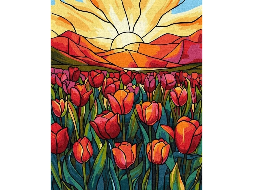 Painting By Numbers - Field Of Tulips 40X50cm