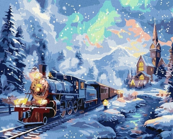 Painting by numbers - Christmas train 40x50cm