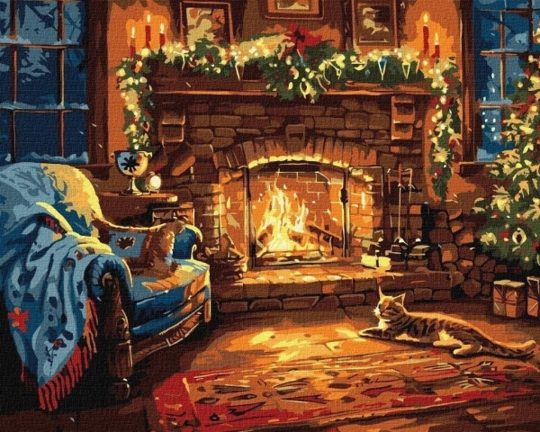 Painting by numbers - Christmas fireplace 40x50cm | Skola & Hobby - Konstmaterial - Dukar | GameStuff