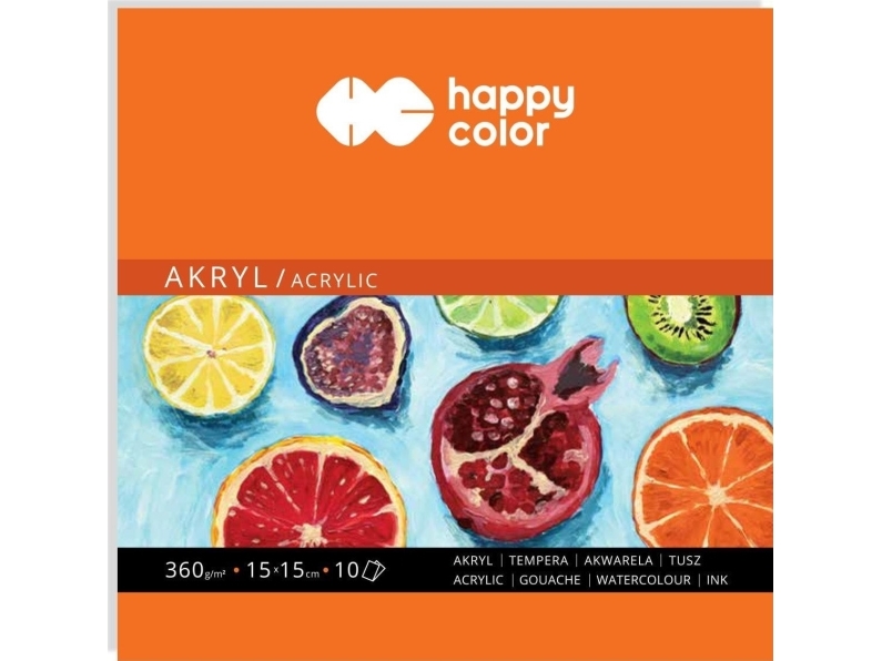 Blok Do Akrylu, Art, 15X15, 10 Ark, 360G, Happy Color