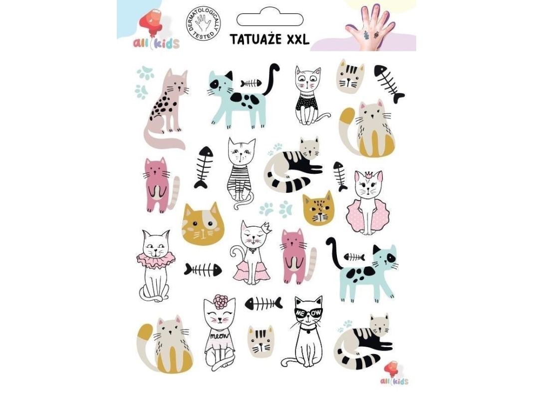 Washable Tattoos For Kids Cats Xxl