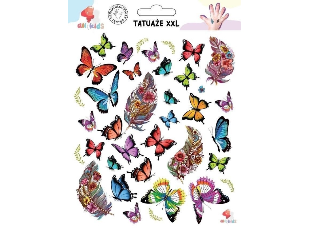 Washable tattoos for kids Butterfly feathers XXL
