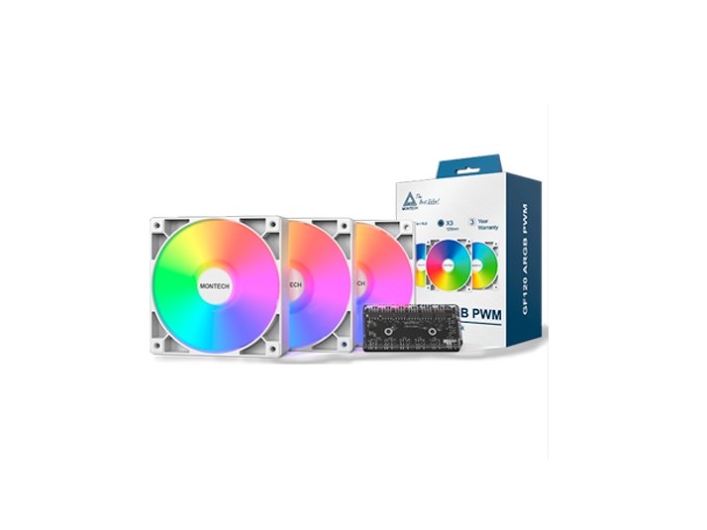 Montech GF120 PWM ARGB tuuletin, 3-pack - 120mm, valkoinen