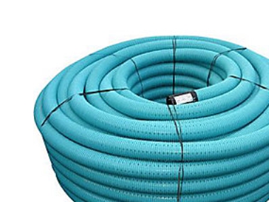Drænrør 92/80mm. 50m rll. - 2,4x7mm slids. Blå Pipelife PVC - (50 meter)