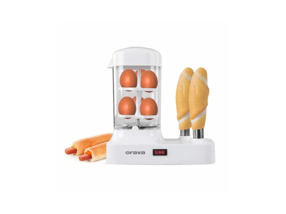Jajowar Orava Orava Hm-03 Hotdog-Maschine Mit Eierkocher, 340 W, Für 6 Würste, Weiß