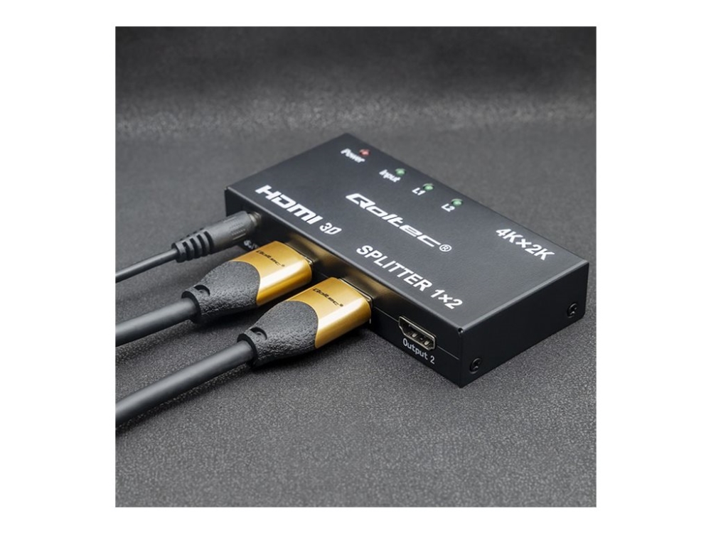 Qoltec - Video/audiosplitter - aktiv, hög stabilitet - 2 x HDMI - skrivbordsmodell - DC | Datortillbehör - Kablar & adaptrar - Videokablar & adaptrar | GameStuff