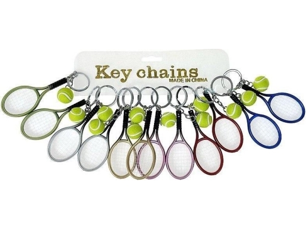 Tennis Racket Keychain With Ball (12Pcs)