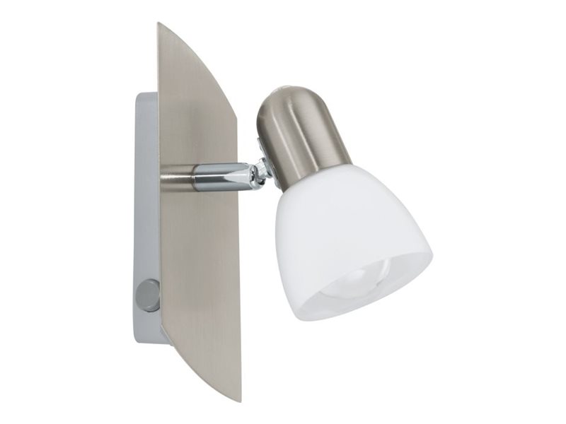 EGLO ENA spot i børstet stål med satineret hvid glasskærm