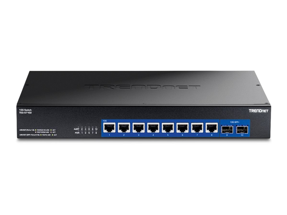 Trendnet Teg-S7102, Unmanaged, 10G Ethernet (100/1000/10000), Vollduplex, Rack-Einbau, Desktop, Wandmontage