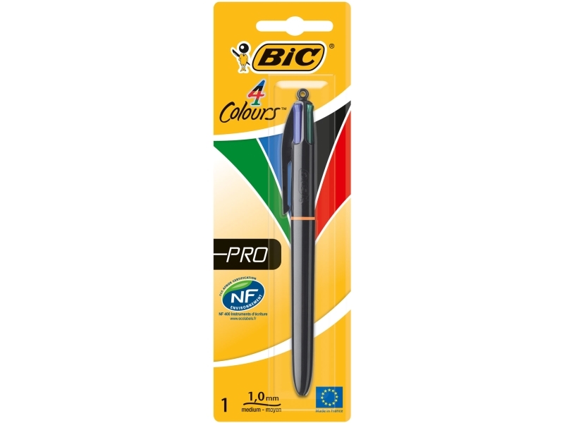 Bic 4 Colours Pro, Clip-On-Einziehkugelschreiber, Schwarz, Blau, Grün, Rot, 1 Stück(E)
