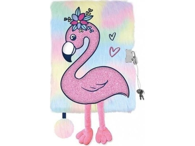 3D padlock diary hairy A5 96k My Little Friend Tropical flamingo