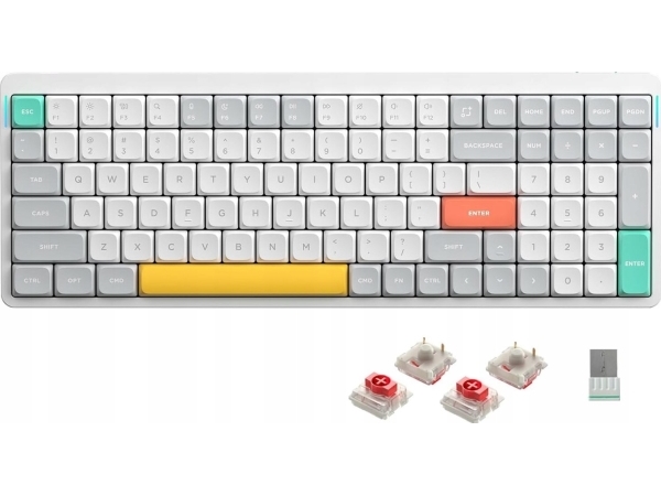 Nuphy - Air96 V2 Trådlöst mekaniskt tangentbord - Trådlöst mekaniskt tangentbord Slim Ionic Vit Röd | Spel - Gamingdatorer - Gamingdatorer tillbehör | GameStuff