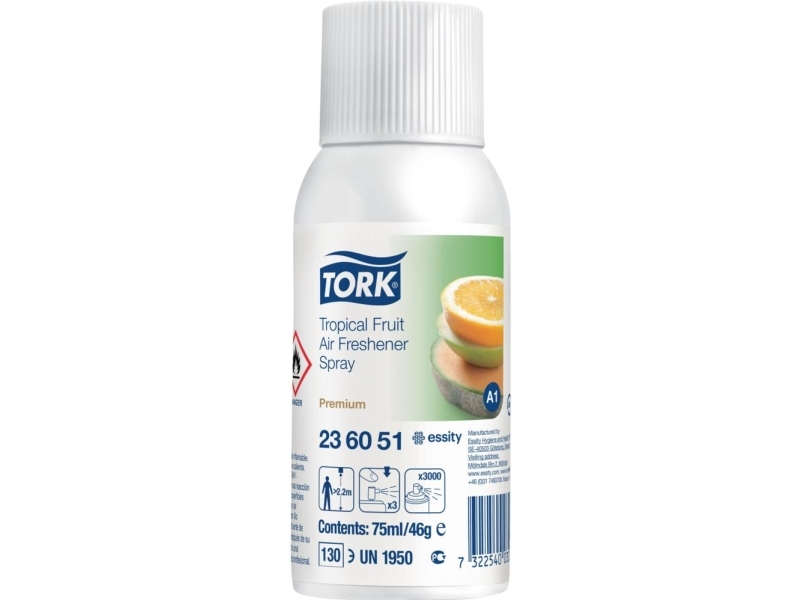 Tork Premium Airfreshener Aerosol Fruit, Spray, 75 Ml, Indendørs, Hvid