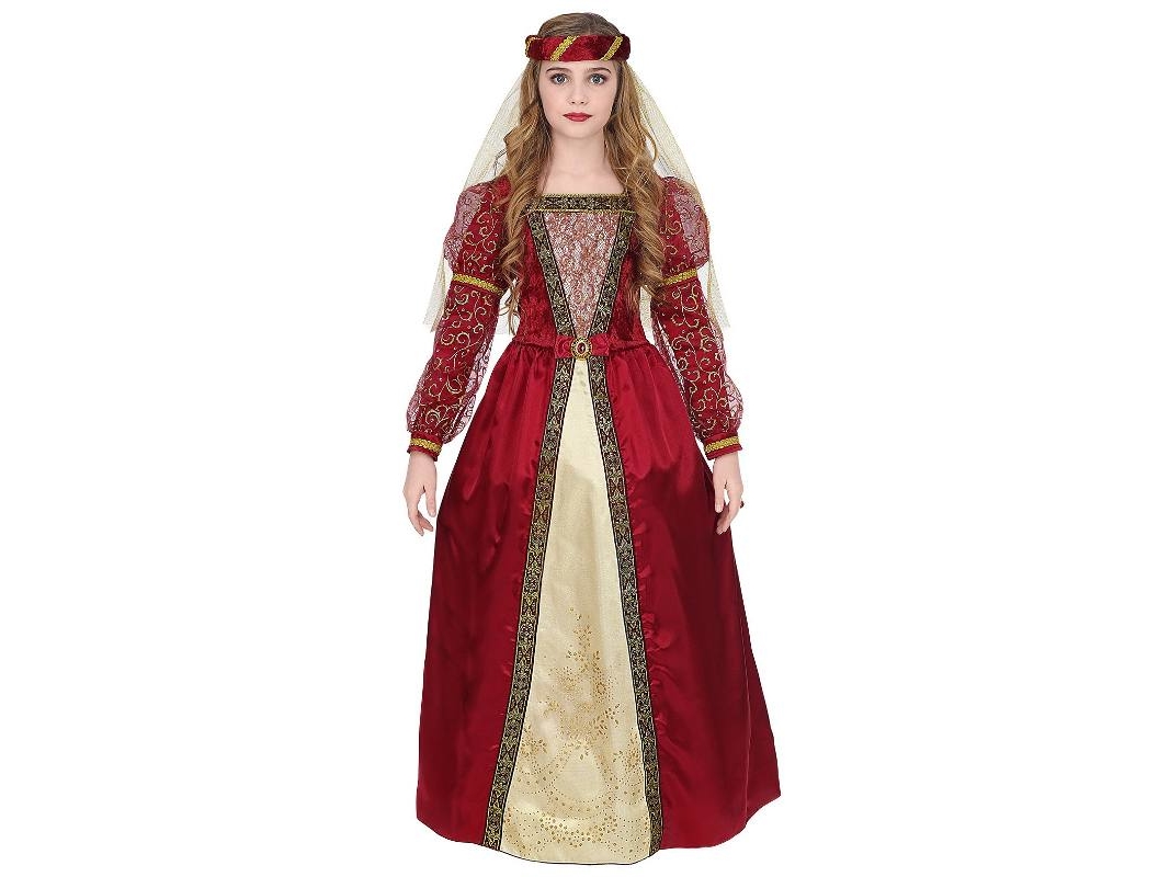 Rødt Middelalder Prinsesse Kostume