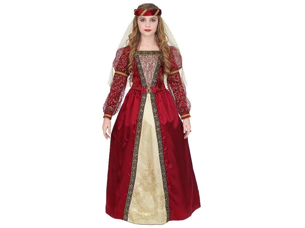 Rødt Middelalder Prinsesse Kostume