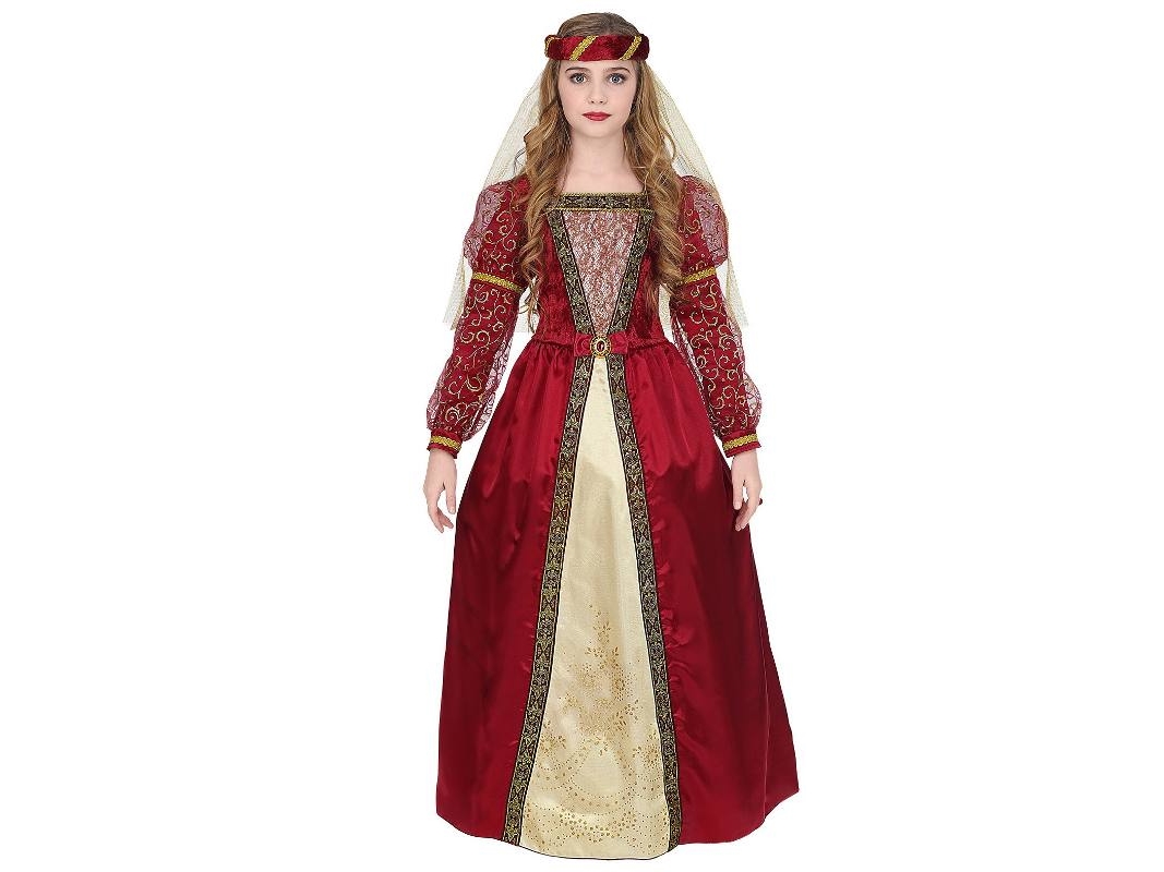 Rødt Middelalder Prinsesse Kostume