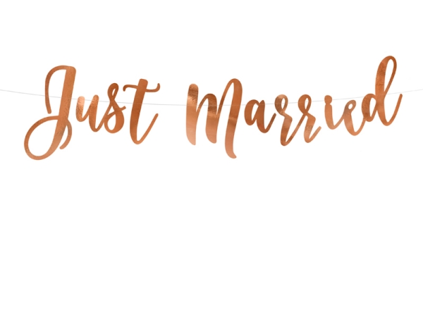 Rose Gold Just Married Banner