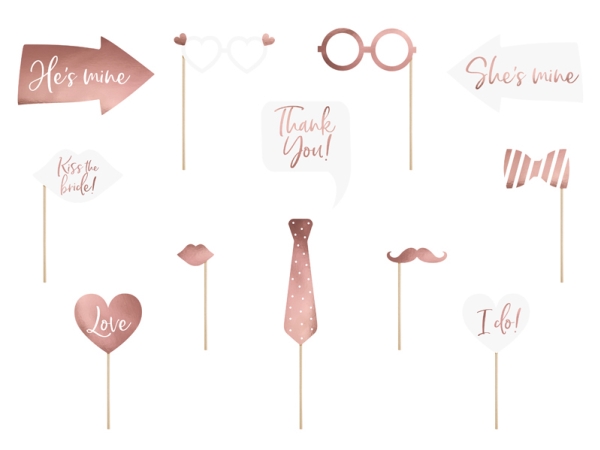 Partydeco Knp32-Karton, Fotokabinenrequisite, Rose, Erwachsener & Kind, Beide Geschlechter, Hochzeit, Wedding