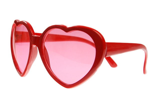 Party Deco Universal Red Glasses, Hearts, Red