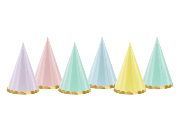 Partydeco Partyhüte Yummy, Mix, 16Cm, Party Hat, Papier, Mehrfarbig, 6 Stück(E), Geburtstag, 160 Mm