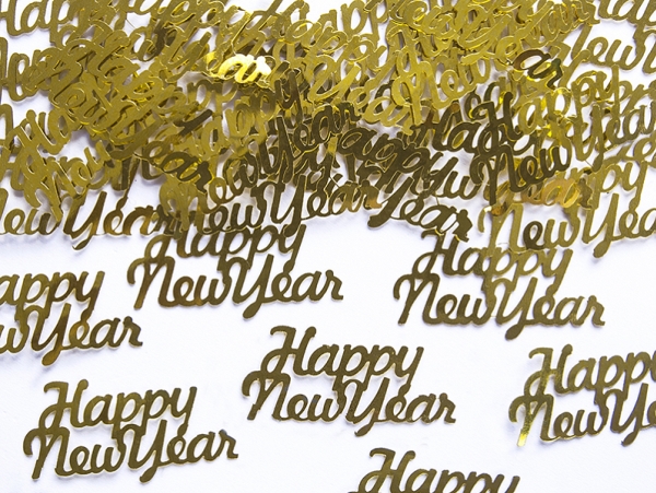 Partydeco Happy New Year, Dekoration, Gold, Monochromatisch, Silvester, Letter, 40 Mm