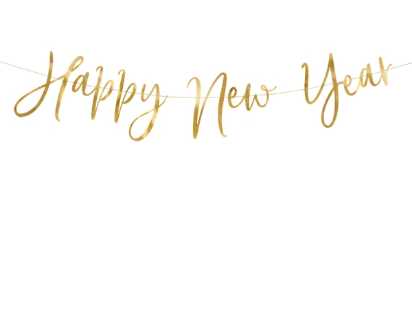 Partydeco Happy New Year, Girlande, Papier, Gold, Monochromatisch, Silvester, Letter