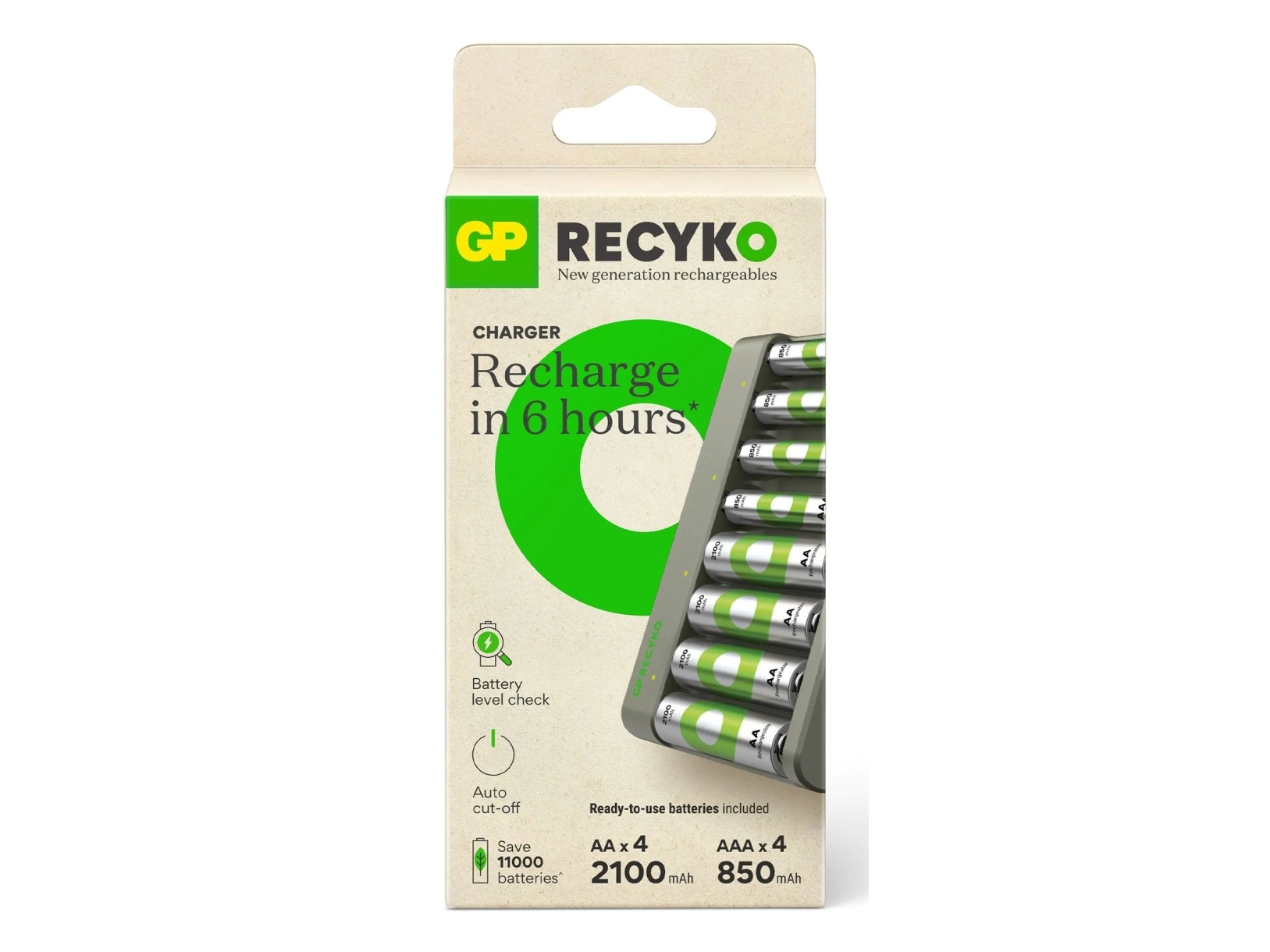 Gp Batteries Recyko+ E821, Nikkel-Metalhydrid (Nimh), Aa, Aaa, 8 Stk, Batterier Inkluderet