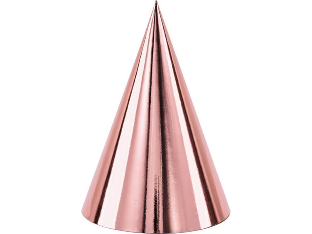 Partyhattar i roséguld, 6 st | Leksaker - Rollek - Kostym tillbehör | GameStuff