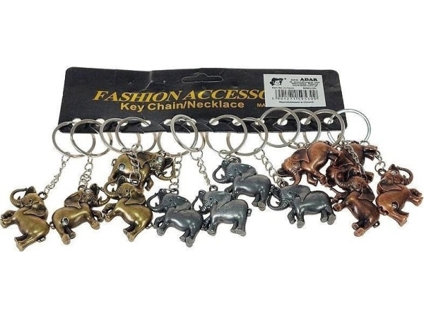 Metal Elephant Key Ring (12Pcs)
