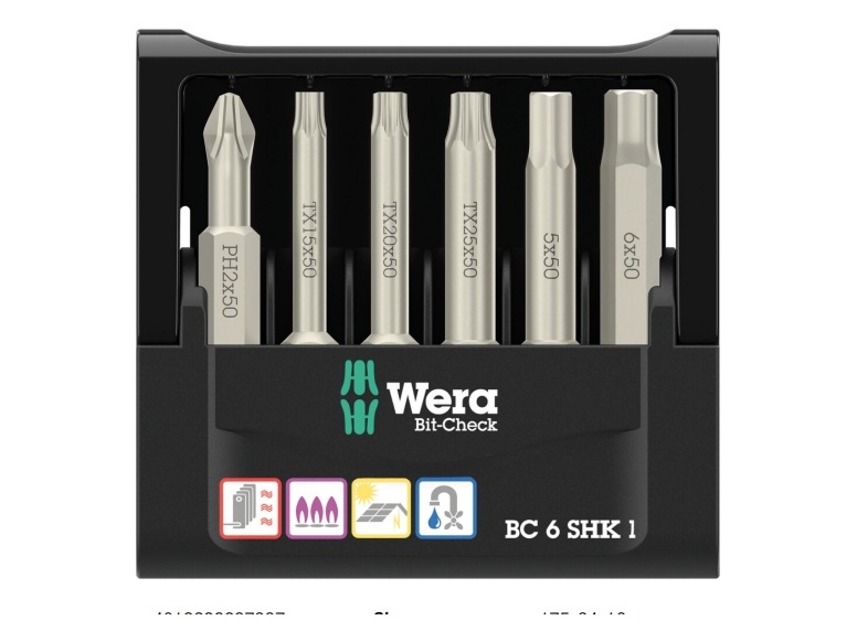Wera Bit-Check 6 Shk 1 Sb 05073631001 6-Teiliges Bit-Set Kreuzschlitz, Torx, Unbrako