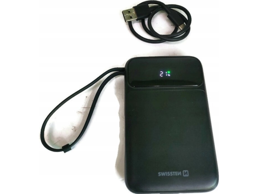 Swissten Power Bank 10000 Mah 20W Su Įmontuotais Usb-C Ir Lightning Laidais (Suderinamas Su Magsafe)