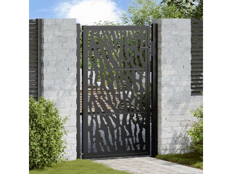 Trädgårdsport svart 105x155 cm stålkonstruktion | Trädgården - Staket & avskärmning - Stolpar & pol | GameStuff