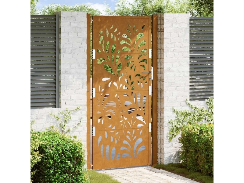 Puutarhaportti 105x205 cm Ruostumatonta terästä Aaltokuviointi