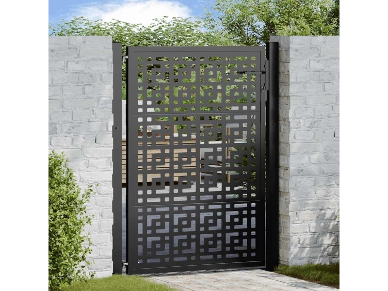 Trädgårdsport svart 105x130 cm stål korsmönster | Trädgården - Staket & avskärmning - Stolpar & pol | GameStuff