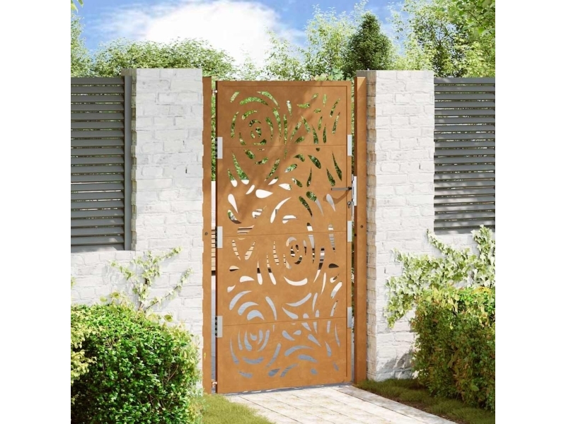 Puutarhaportti 105x180 cm Ruostumatonta terästä Liekkikuviointi