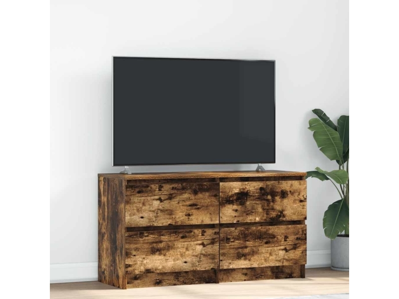 TV-skåp Dab rökt 100x35x54 cm limträ | Bostäder - Möbler - Skåp & konsolbord | GameStuff