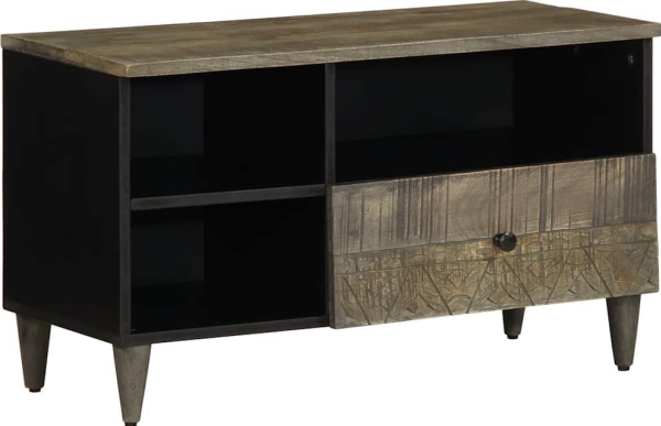 TV-bänk/sort, 80x33x46 cm, ljust mangotrallträ | Bostäder - Möbler - Skåp & konsolbord | GameStuff