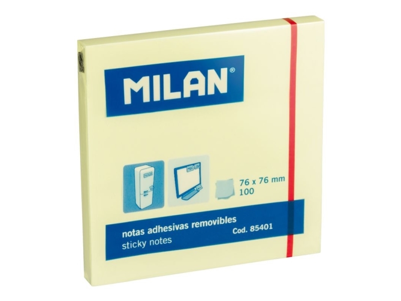 Milan 85401, Rektandel, Gul, 76 mm, 76 mm, 100 ark, 76 mm