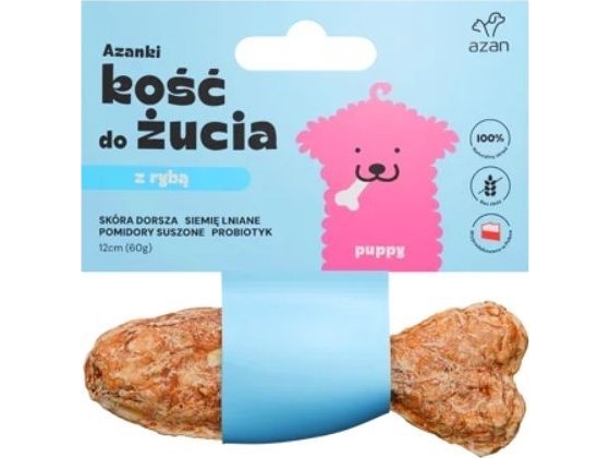 Azan Azan - Kauknochen Für Welpen Mit Kabeljauhaut, Leinsamen, Sonnengetrockneten Tomaten Und Probiotika 12Cm
