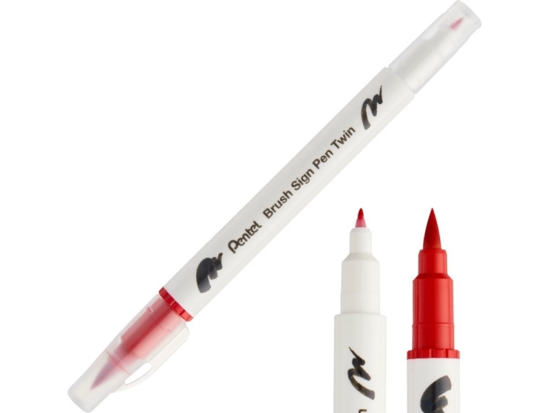 Pentel dobbeltsidet penselpen rød SESW30C-T102