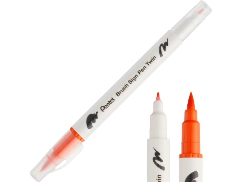 Pentel Brush Pen Doppelseitig Orange Sesw30c-T107