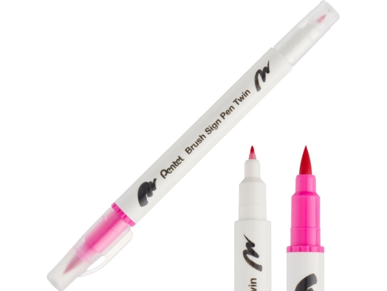 Pentel Doppelseitiger Pinsel Stift Rosa Sesw30c-T109