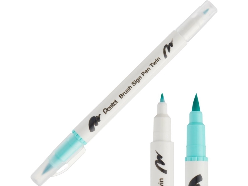 Pentel Brush-Pen Beidseitig Smaragd Sesw30c-T134