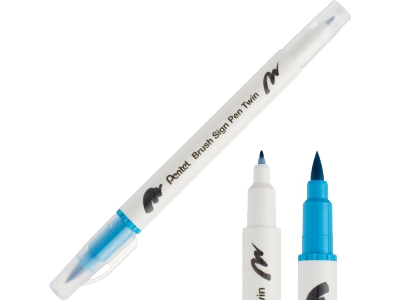 Pentel Brush Markør Dobbeltsidet Turkis Sesw30c-T114
