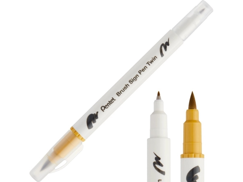 Pentel Brush Pen dobbeltsidet guld/lyserød SESW30C-T123