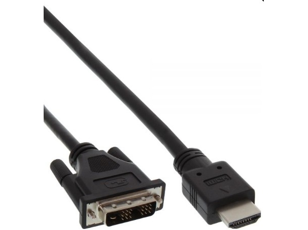 Inline Hdmi-Dvi Adapterkabel, Hdmi Stecker Auf Dvi 18+1 Stecker, 0,5M, 0,5 M, Hdmi, Dvi, Stecker, Stecker, Schwarz