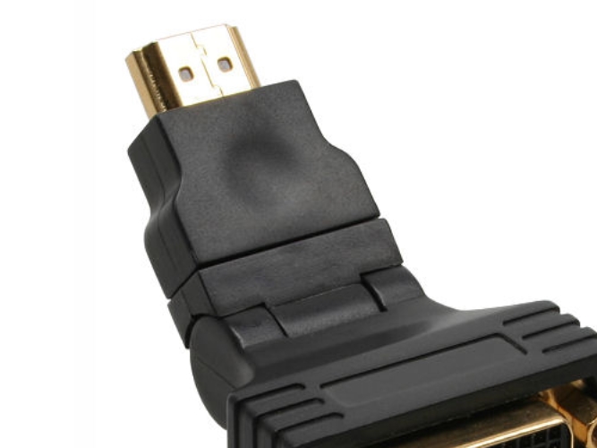 Inline Hdmi-Dvi Adapter, 19Pol Stecker Auf 24+1 Buchse, Mit 180° Winkel, Dvi-D Female, Dvi-D, Schwarz